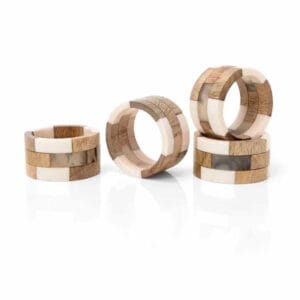 Conjunto de Anéis de Guardanapo 4 Peças Madeira e Resina Baia do Sancho Copa e Cia