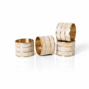 Conjunto de Anéis de Guardanapo 4 Peças Alumínio e Madrepérola Complement Ayla Copa e Cia